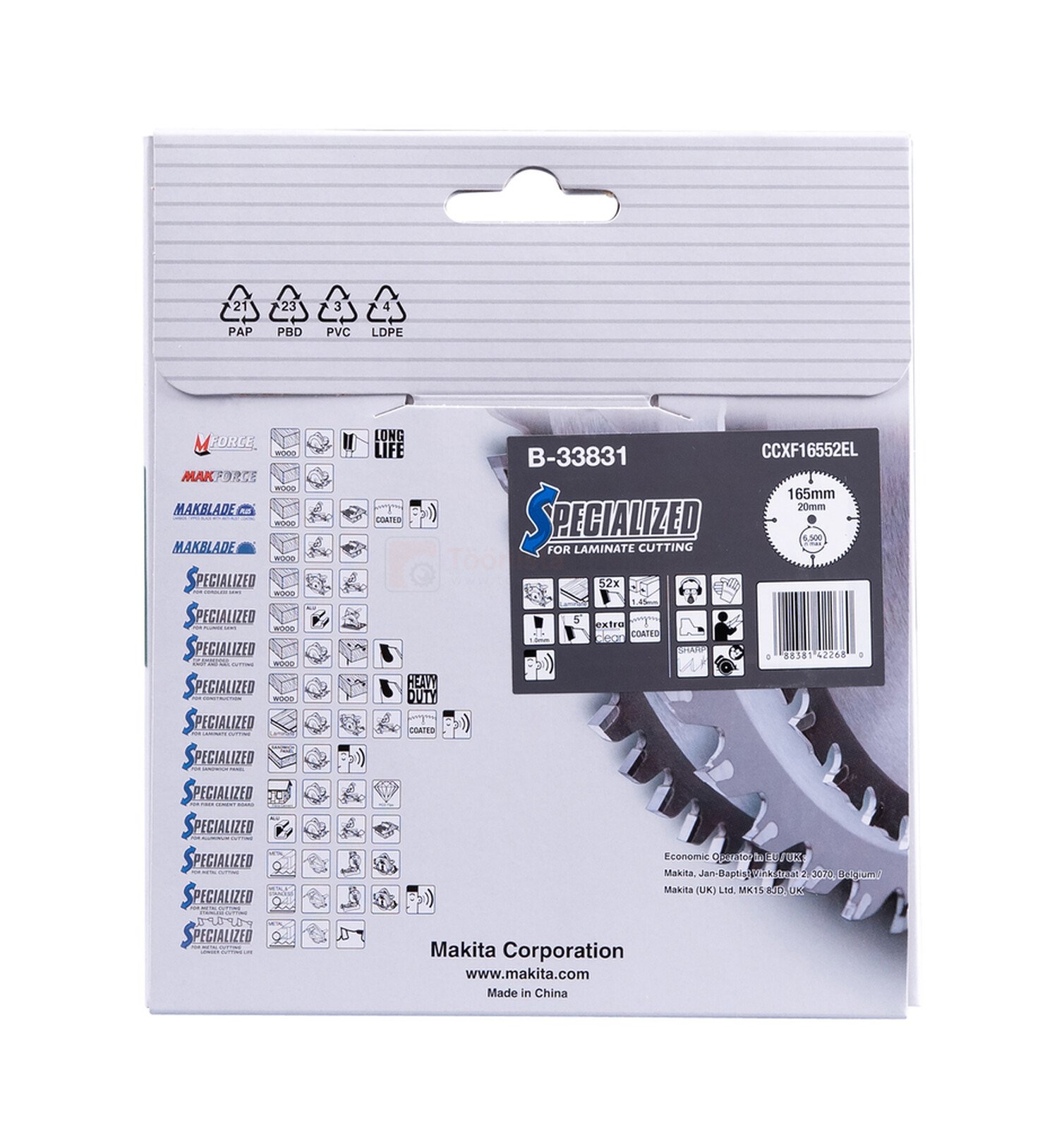 Saeketas Makita 165x20x1,5mm 52T 5° 3