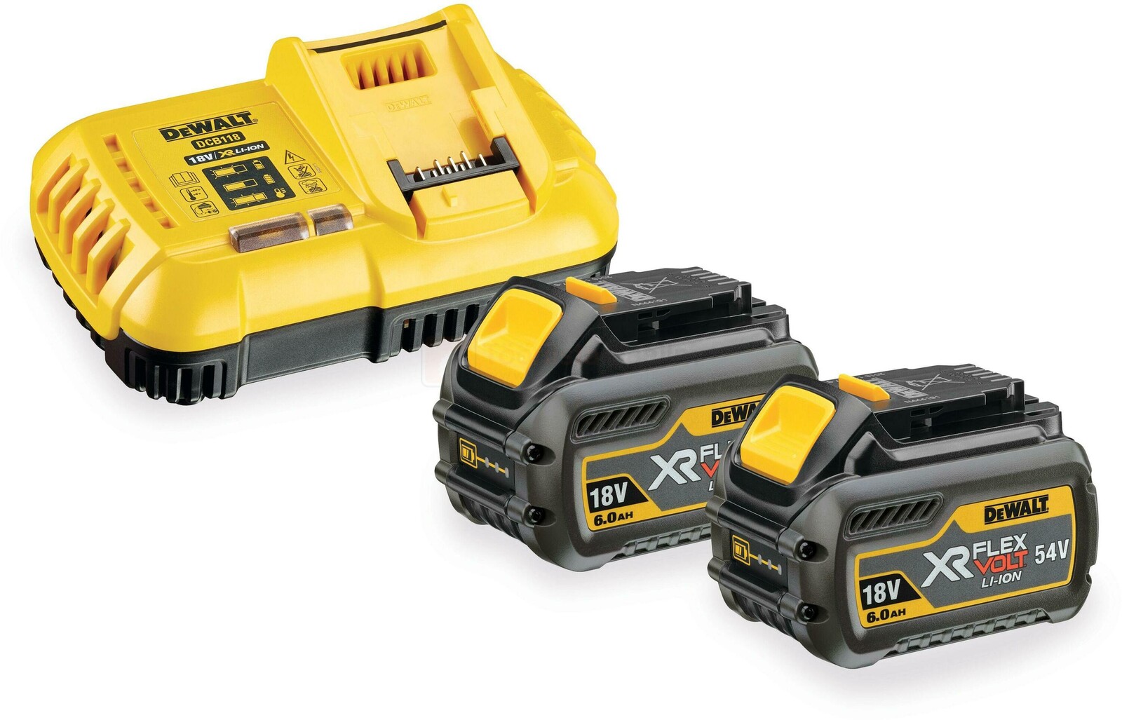 DeWalt аккумуляторы 2 x 6,0 Ah Flexvolt + быстрое зарядное устройство
