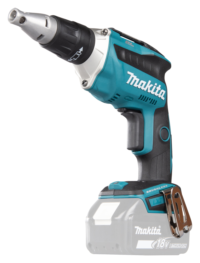 Pildil on Makita akukruvikeeraja DFS452Z, mis on musta ja türkiissinise värviga ning millel on näha tööriista peamine...