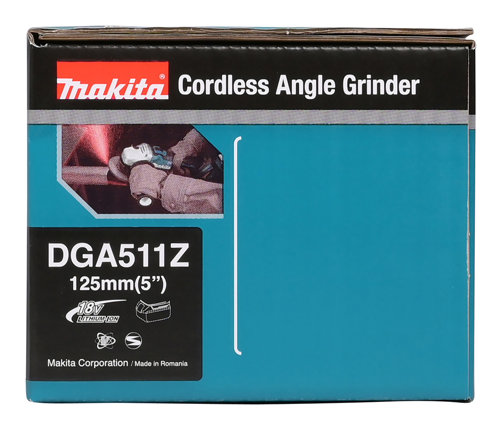 Makita akunurklihvija DGA511Z reguleeritavad pöörded, ilma aku ja laadijata