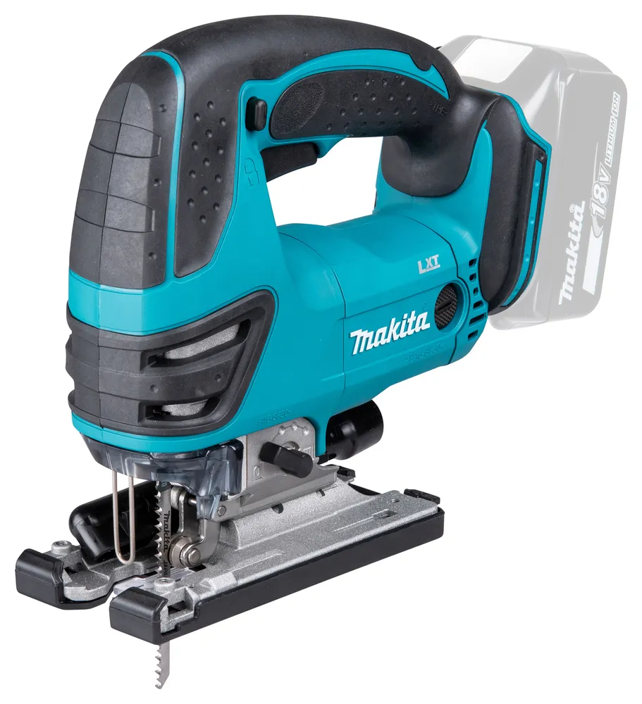 Pildil on näha Makita akutikksaag DJV180Z, mis on varustatud 18V akuga.