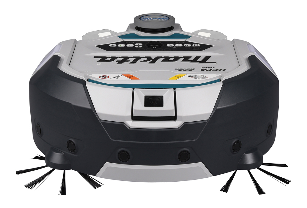 Pildil on esiküljelt vaade Makita robottolmuimejale DRC300Z, kus on näha toote korpust, harju ja pealset juhtpaneeli.