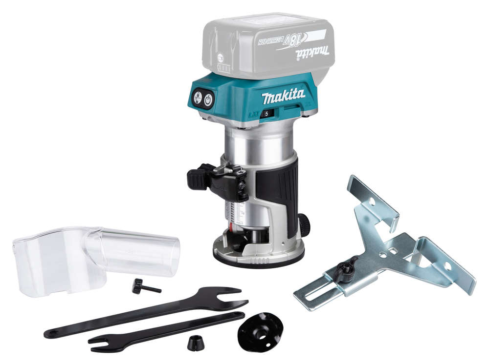 Makita akumuliatorinis viršutinis frezeris/krašto frezeris DRT50Z, be akumuliatoriaus ir įkroviklio