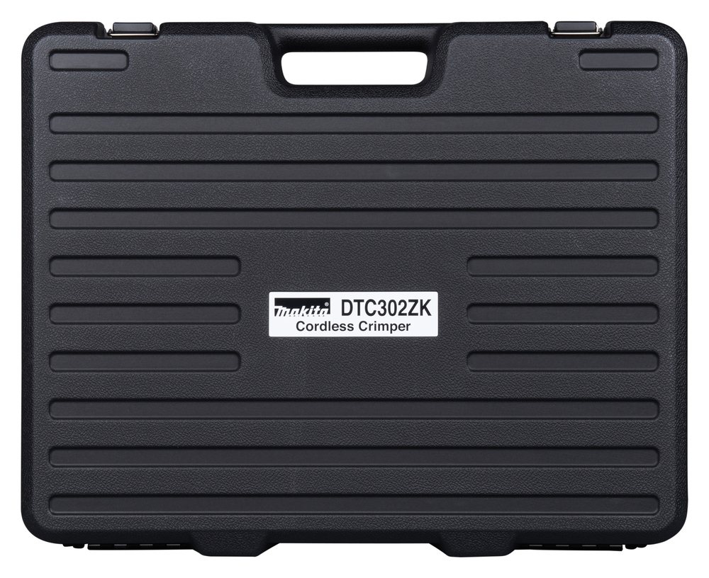 Pildil on must Makita akukaablipress DTC302ZK, mis on pakitud kohvrisse.