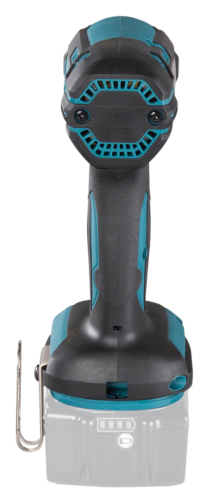 Pildil on Makita akulöökkruvikeeraja DTD152Z, kus on näha tööriista korpust ja kinnituskonksu, aku ja laadijat pole.