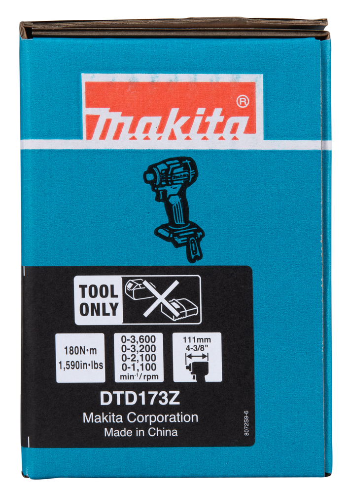 Makita cordless impact wrench DTD173Z, without battery and charger