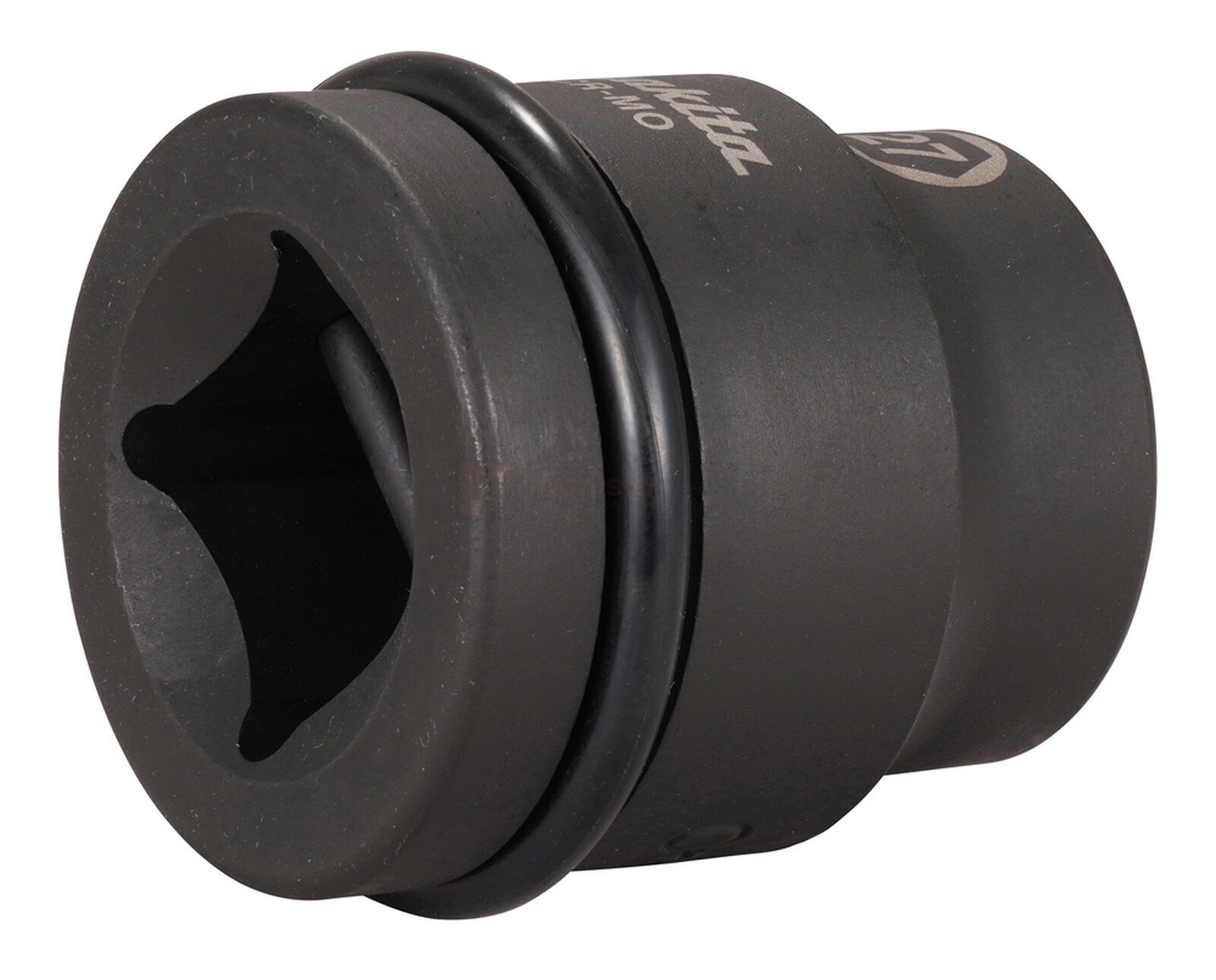 Pildil on must Makita löökpadrun 1", millel on näha nelikantava ja kuuskantava ava.