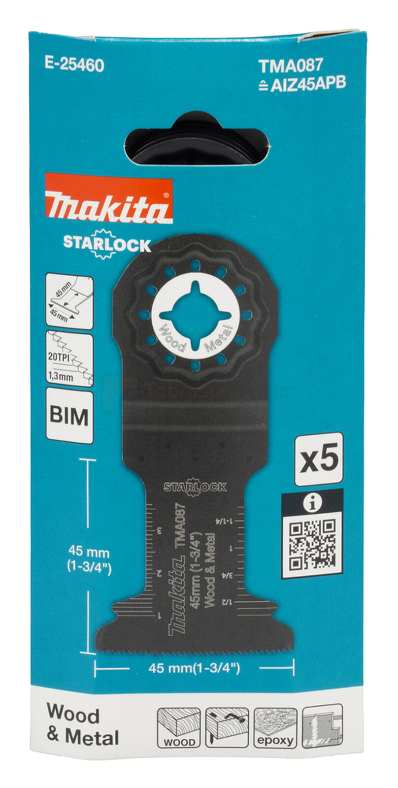 Makita universaallõikuri tera 45 mm TMA087, puit/metall - 5 tk 2