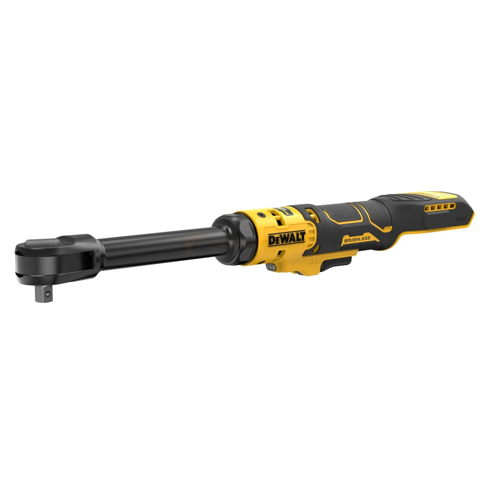 Pildil on näha kollane ja musta värvi DeWalt akutoitega narre DCF513EN, mis on mõeldud kruvide ja mutrite kinnitamiseks...
