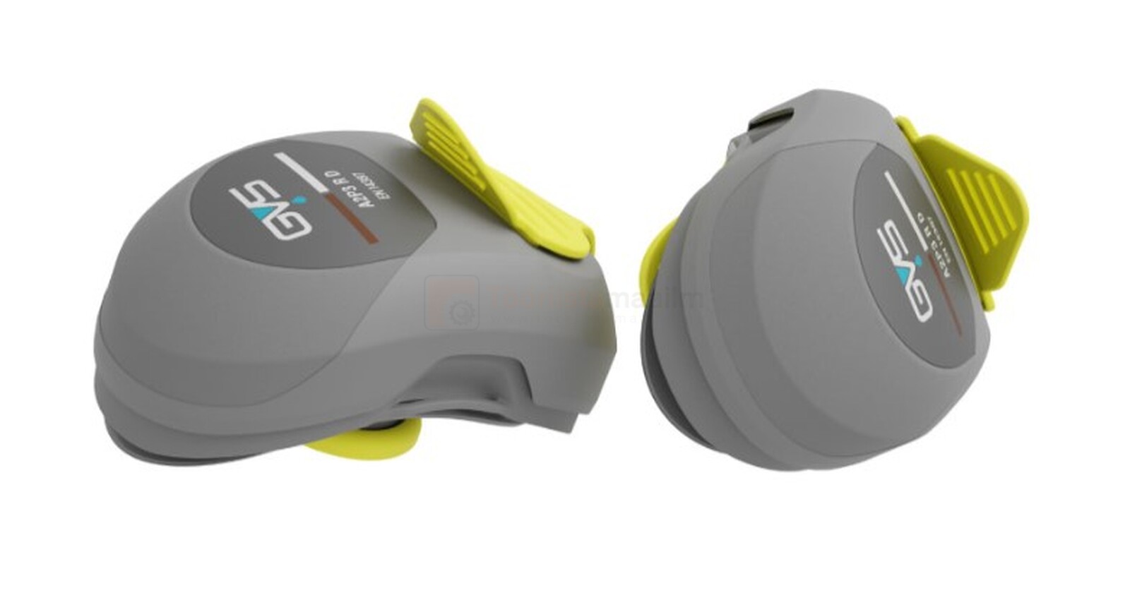 Pildil on kaks halli GVS Elipse A2P3 asendusfiltrit, mis on mõeldud poolmaski jaoks.