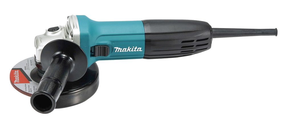 Pildil on Makita nurklihvija GA5030R, mis on paigutatud valgel taustal, kus saab näha tööriista peamist korpust...
