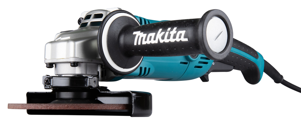 Pildil on Makita nurklihvija GA6021CF01, millel on sinine korpus, mustad käepidemed ja lihvketas.