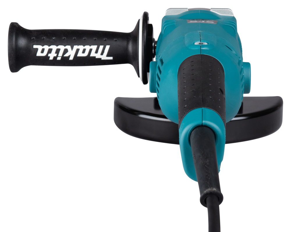 Pildil on sinine Makita nurklihvija GA6021CF01 koos külje- ja pealmisega vaatega.