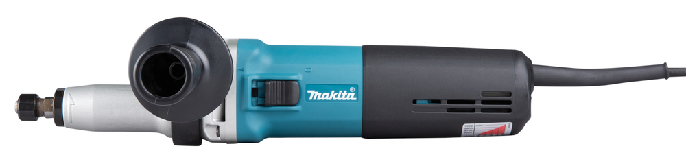 Pildil on Makita otslihvija GD0810C, näha on tööriista korpust, käepidet, juhtmeid ja reguleeritavat lülitit.