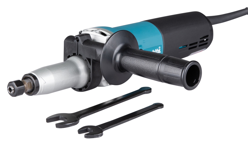 Pildil on Makita otslihvija GD0810C koos kahe mutrivõtmega.