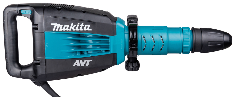 Pildil on Makita piikvasar HM1214C, mida näidatakse valgel taustal küljelt.
