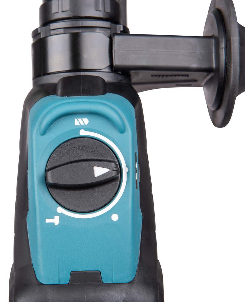 Pildil on näha Makita puurvasar HR2630TJ detailidele suunatud vaade, kus on fookuses tööriista seadistusvalija ja...