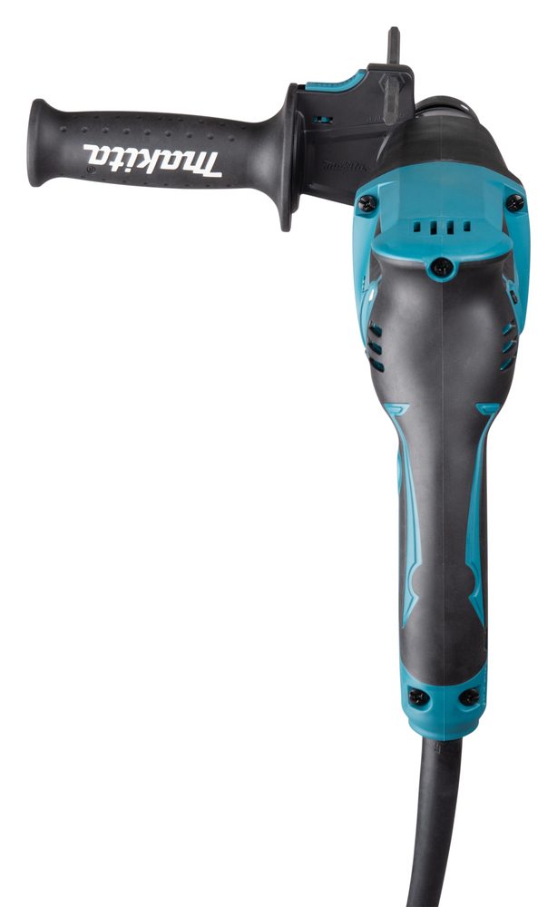 Pildil on Makita puurvasar HR2630TJ, millel on küljel käepide ja kere on sinise ja musta värviga.