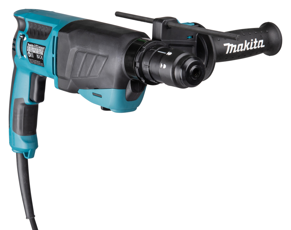 Pildil on Makita puurvasar HR2630TJ, millel on küljel käepide ja juhe.