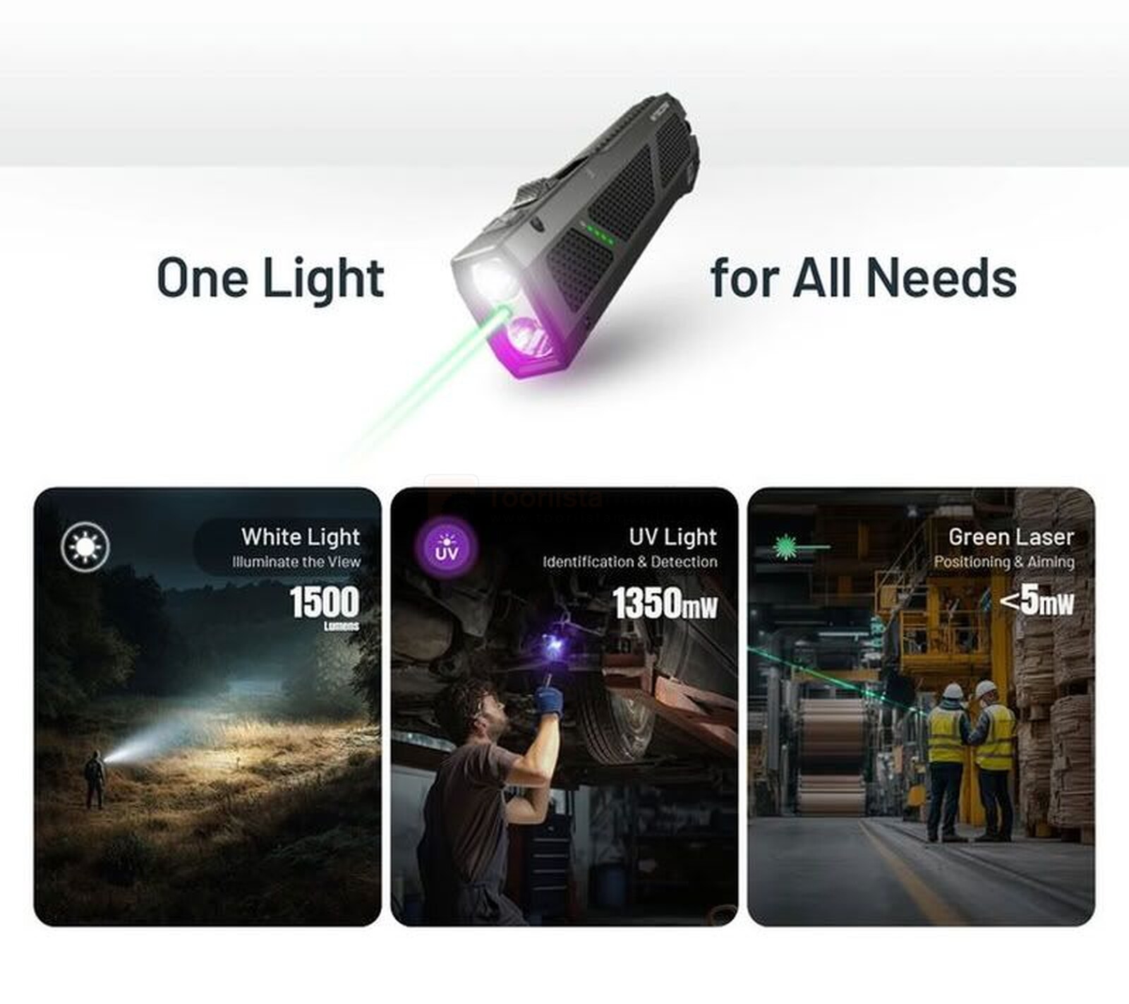 Nitecore taskulamp EDC17, 1500 lm valge valgus / UV / roheline laser