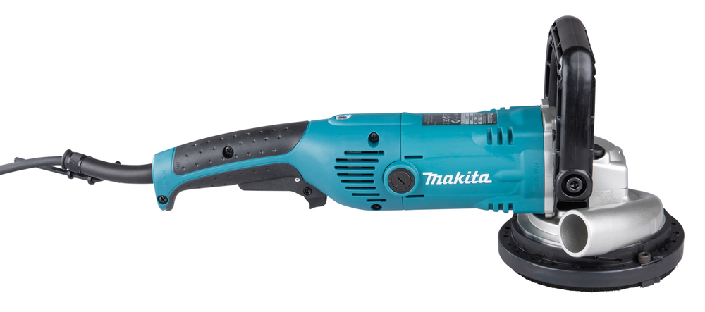 Pildil on Makita betoonilihvmasin NPC5000C, mida näidatakse küljelt, koos pikliku käepidemega, silindrikujulise peaga ja...