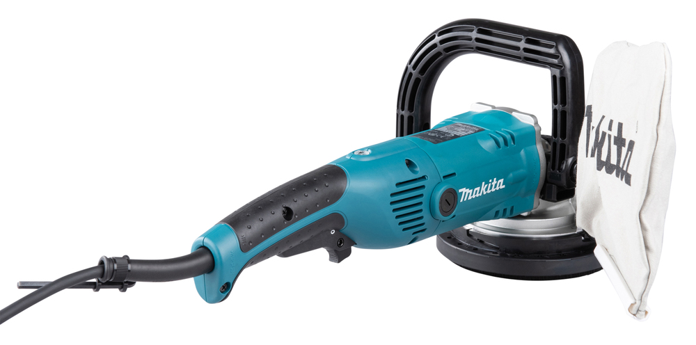 Pildil on Makita betoonilihvmasin NPC5000C, millel on sinine korpus, must käepide ja valge tolmukott.