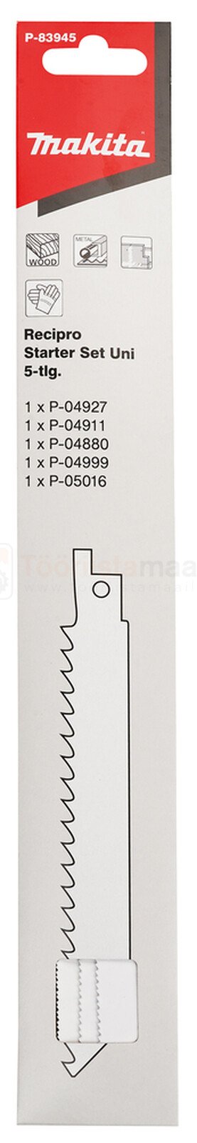 Pildil on Makita otssaeterade komplekt, mis sisaldab viit saetera.