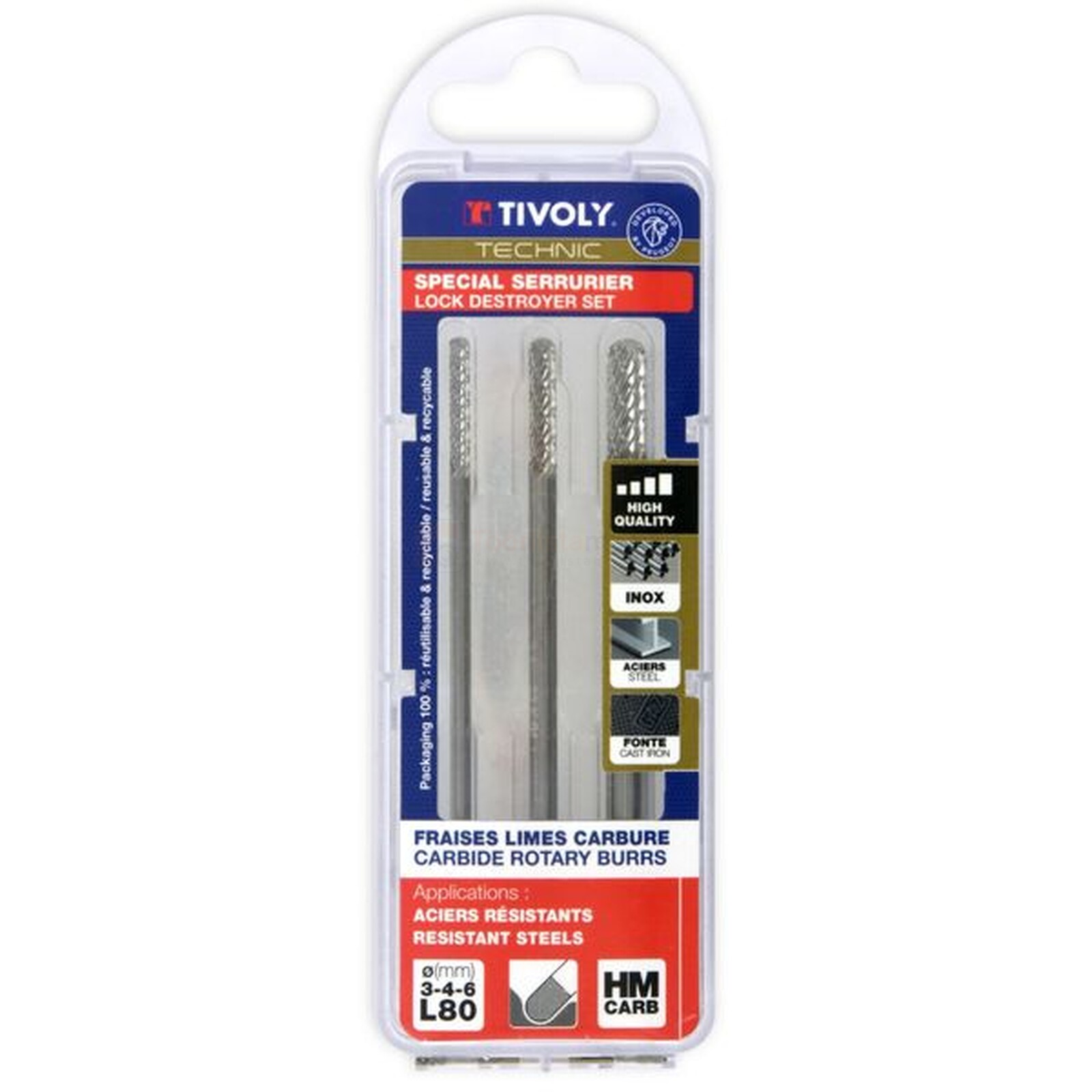 Tivoly carbide cutter set 3-6 mm, 3-piece