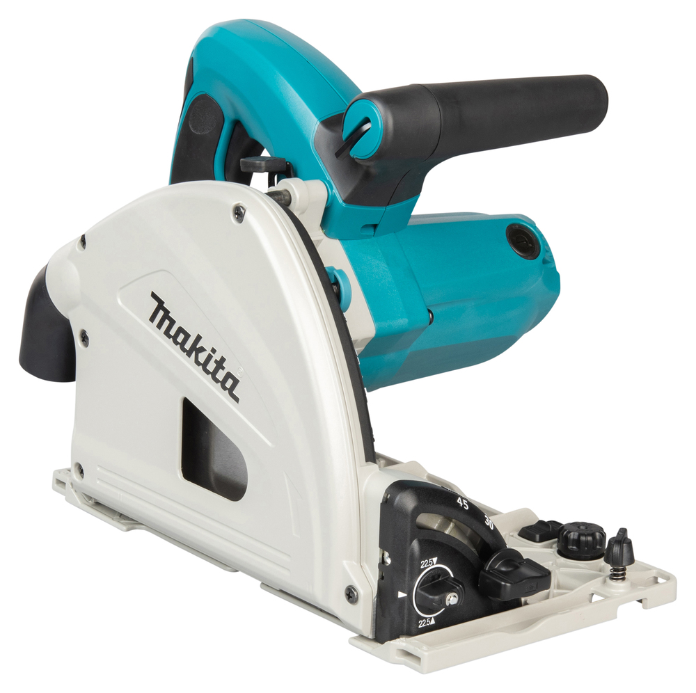 Pildil on Makita SP6000J ketassaag, millel on helehall korpus, sinised detailid ja mustad käepidemed, mis võimaldavad...