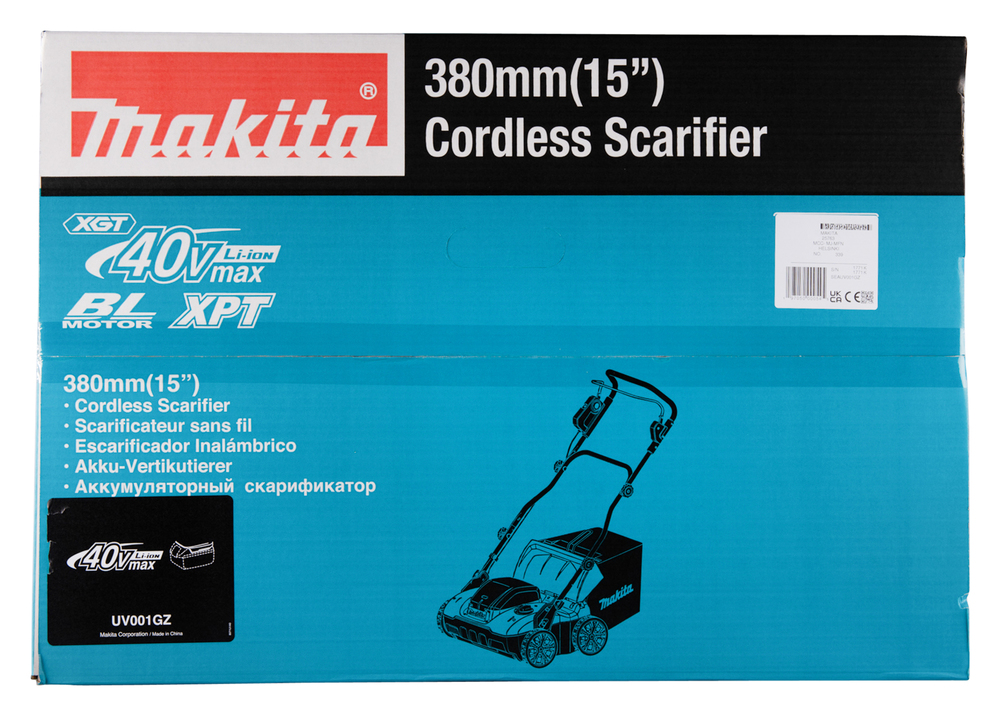 Makita cordless lawn scarifier UV001GZ XGT, without battery and charger
