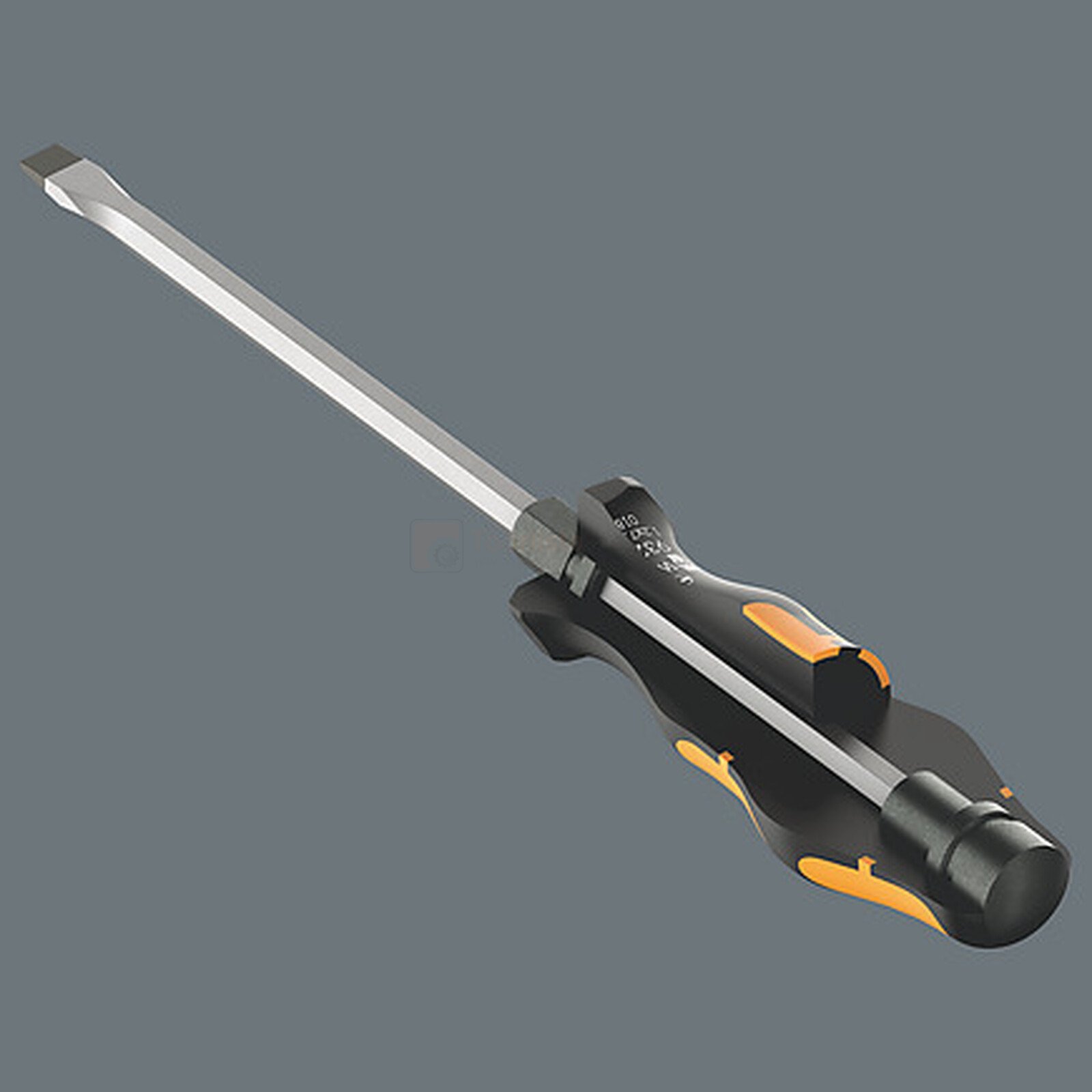 Pildil on Wera kruvitsate komplekti Kraftform XXL üksik lamepea kruvikeeraja, millel on must ja oranž käepide.