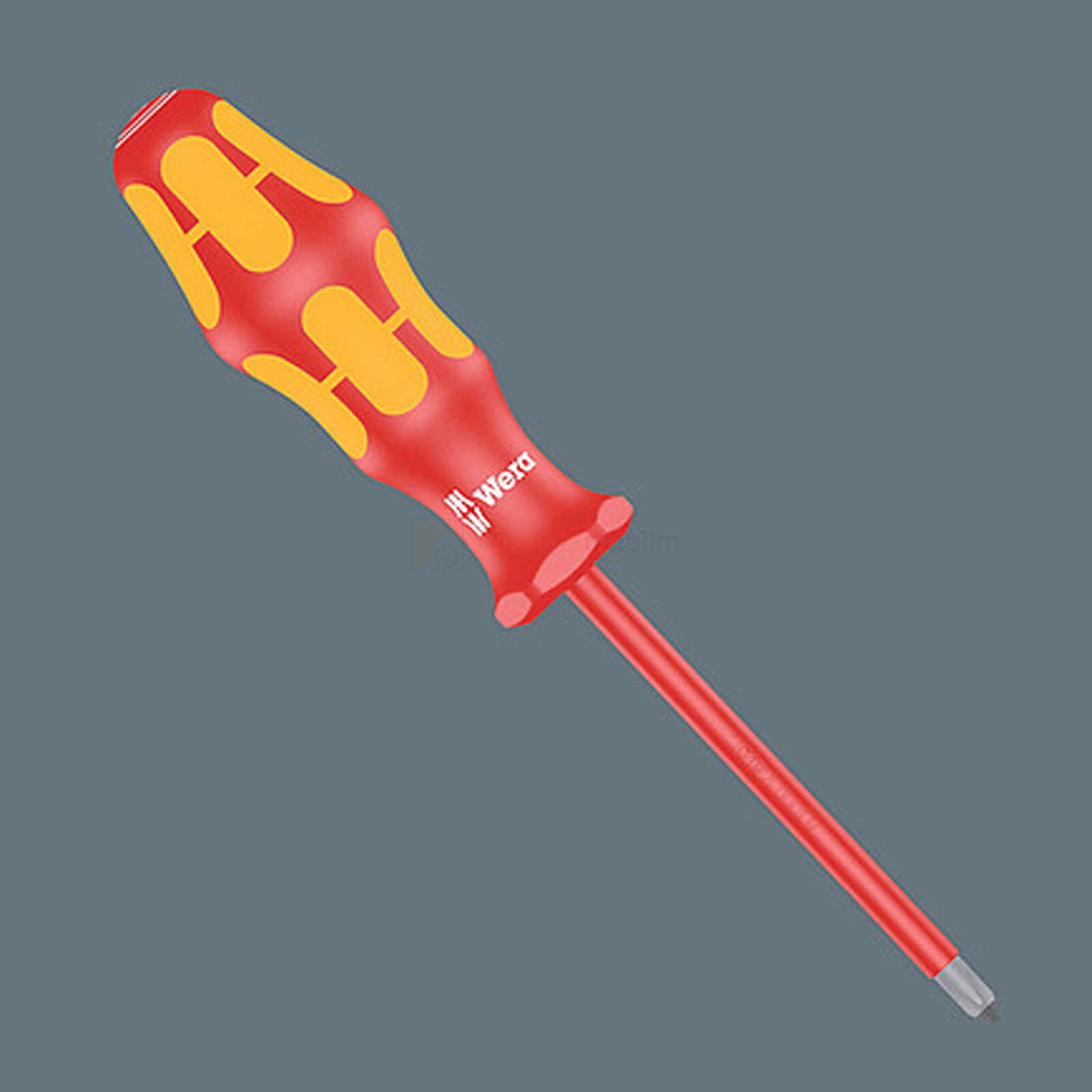Pildil on Wera kruvitsate komplekti Kraftform XXL üksik kruvikeeraja, millel on punane vars ja kollane käepide.