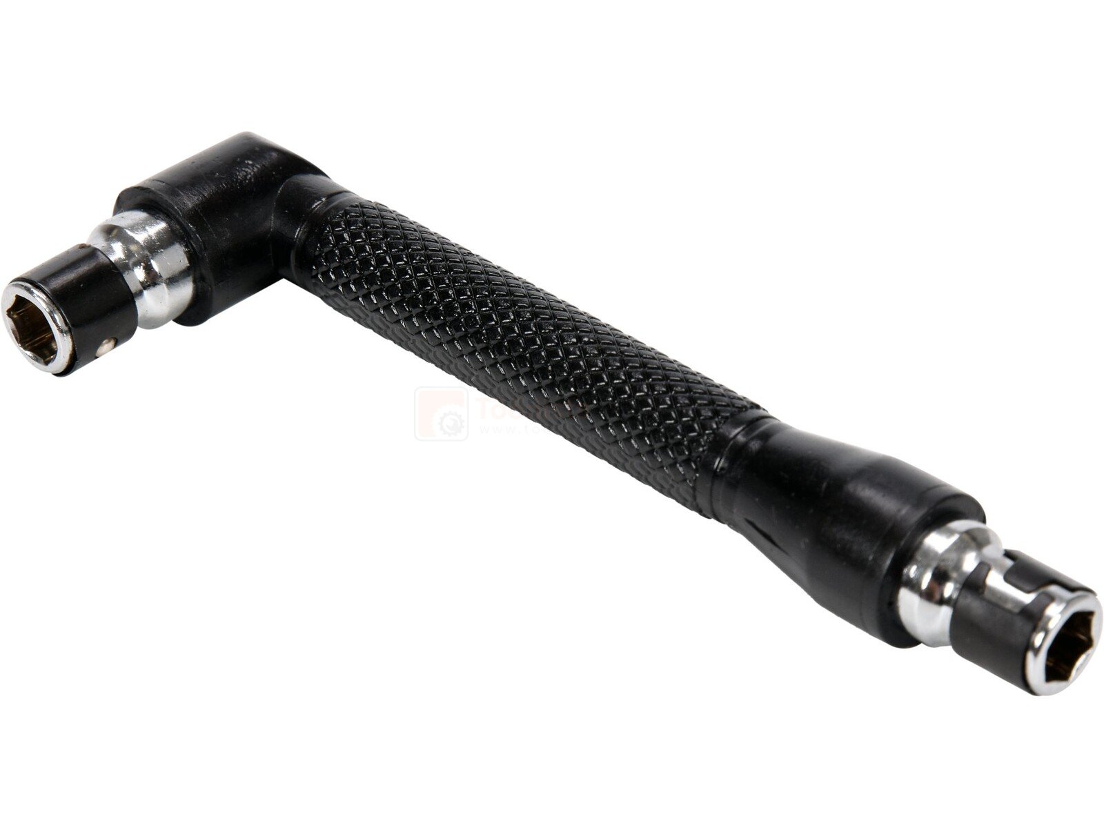 Pildil on YATO nurgaga otsakkruvits 1/4" otsakutele, millel on must käepide ja mõlemal otsas kuuskantpesad.