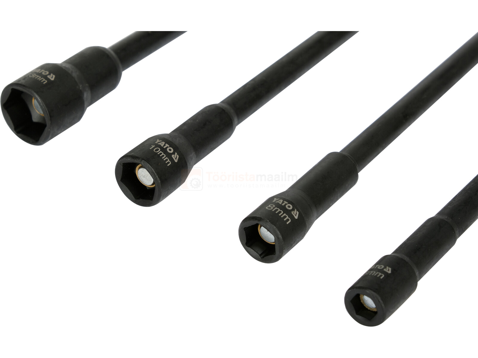 Pildil on YATO pikkade magnetpadrunite komplekt, kus on näha neli musta värvi padrunit.