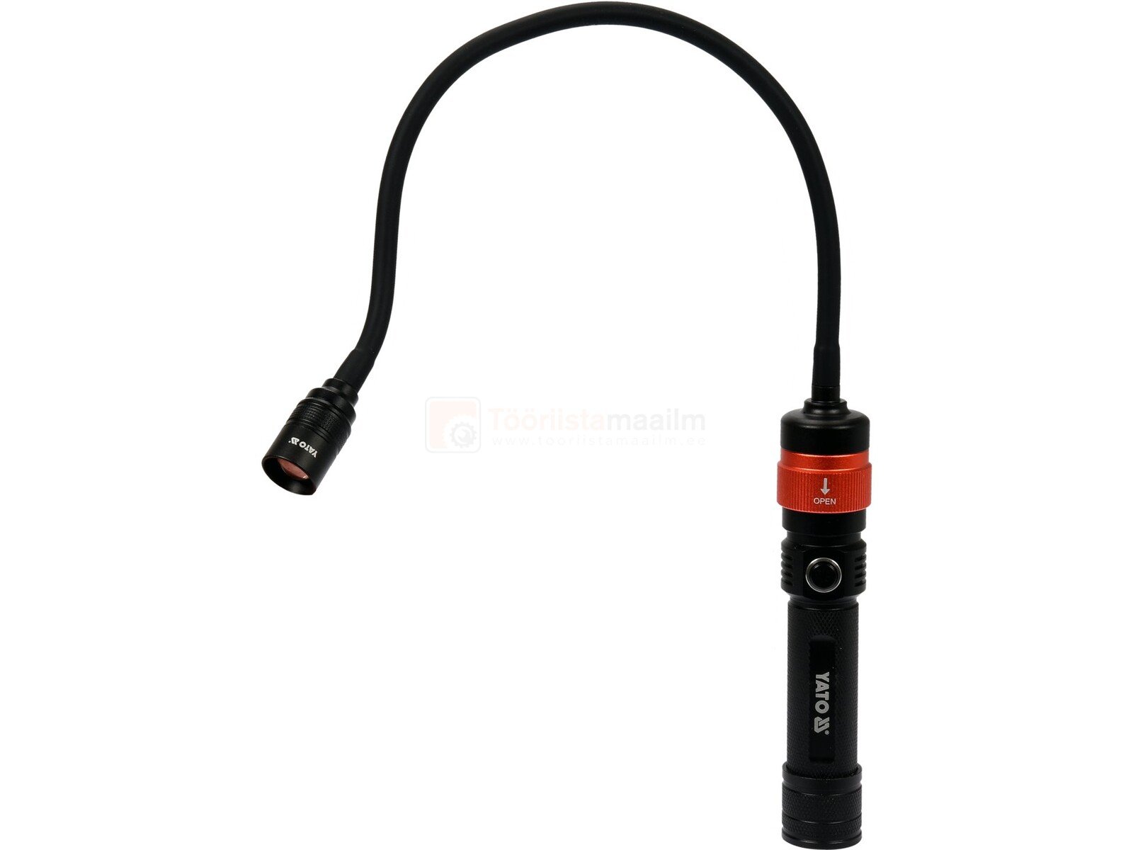 Pildil on Yato LED töövalgusti, millel on painduv vars ja mis on mõeldud 3-ühes funktsiooniga.