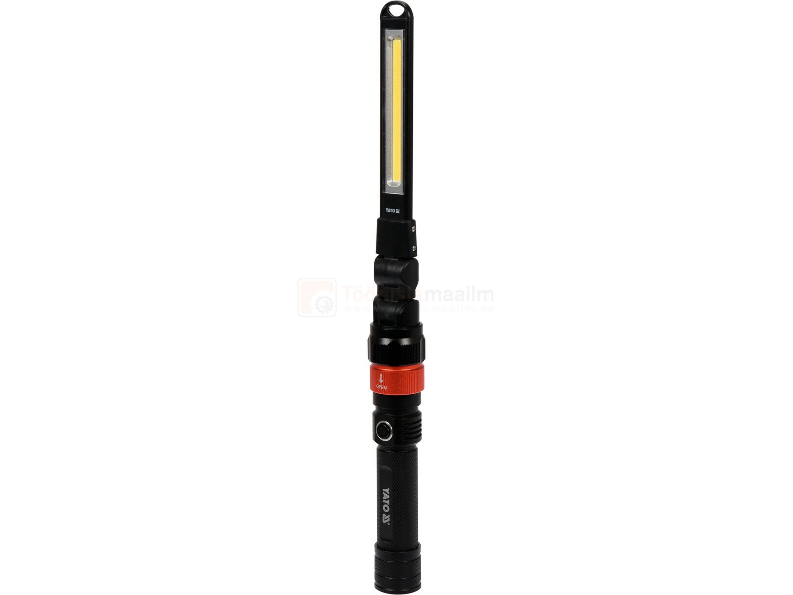 Pildil on Yato LED töövalgusti, mis on 3IN1 tüüpi ja millel on nii taskulamp kui ka piklik valgusallikas.
