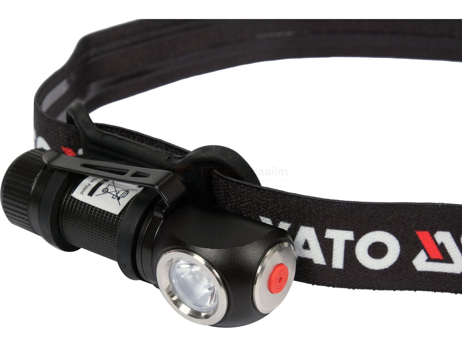 Pildil on näha Yato pea- ja taskulamp, mis on kinnitatud peapaelale.