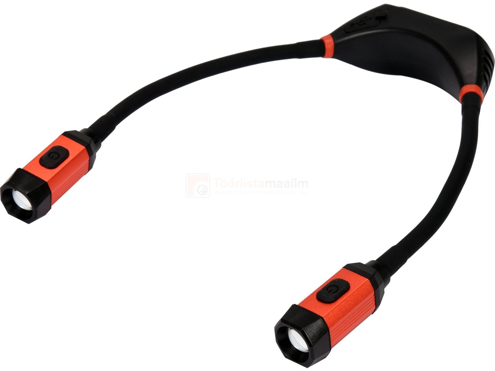 Pildil on YATO kaelalamp, millel on kaks valgusallikat ja mis on laetav.