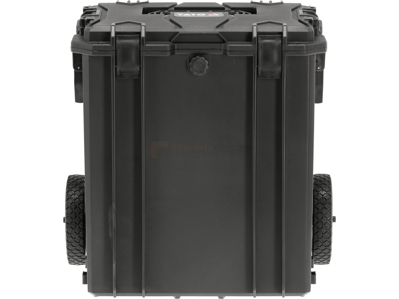 Pildil on must Yato HERMETIC TROLLEY BOX, millel on rattad ja mis on suletud.