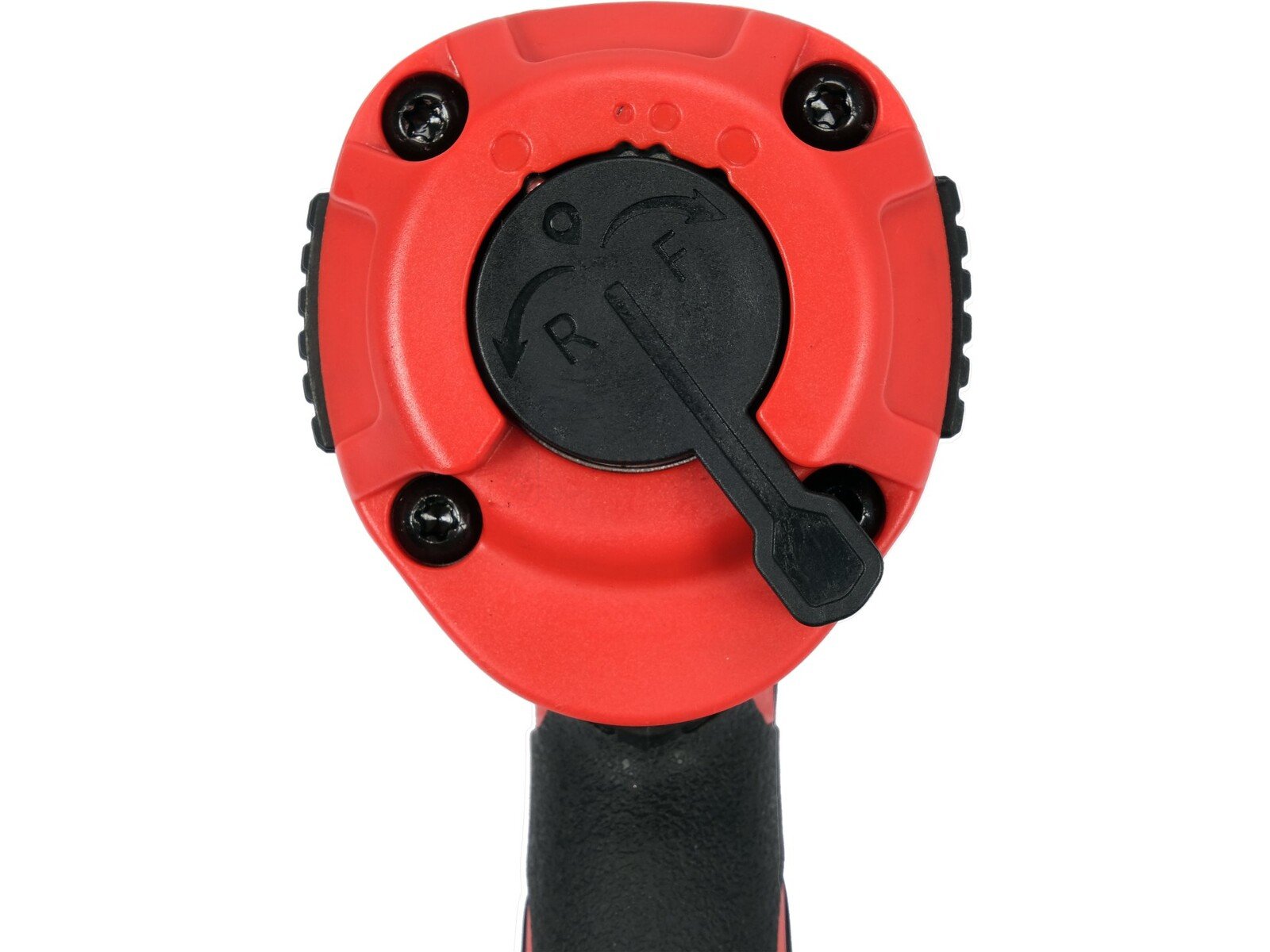 Pildil on Yato MINI AIR IMPACT WRECH 1/2" 1200NM, millel on näha punane pea, must pöördenupp ja must käepide.