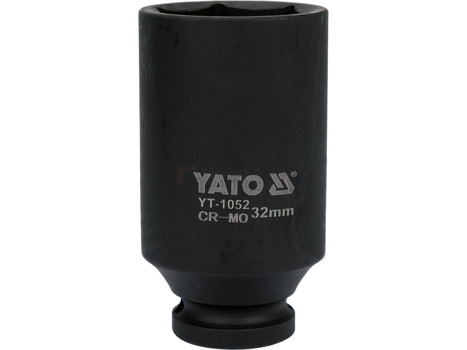 Pildil on must YATO löökpadrun 1/2", pikk, millel on näha tootja logo ja suurus.