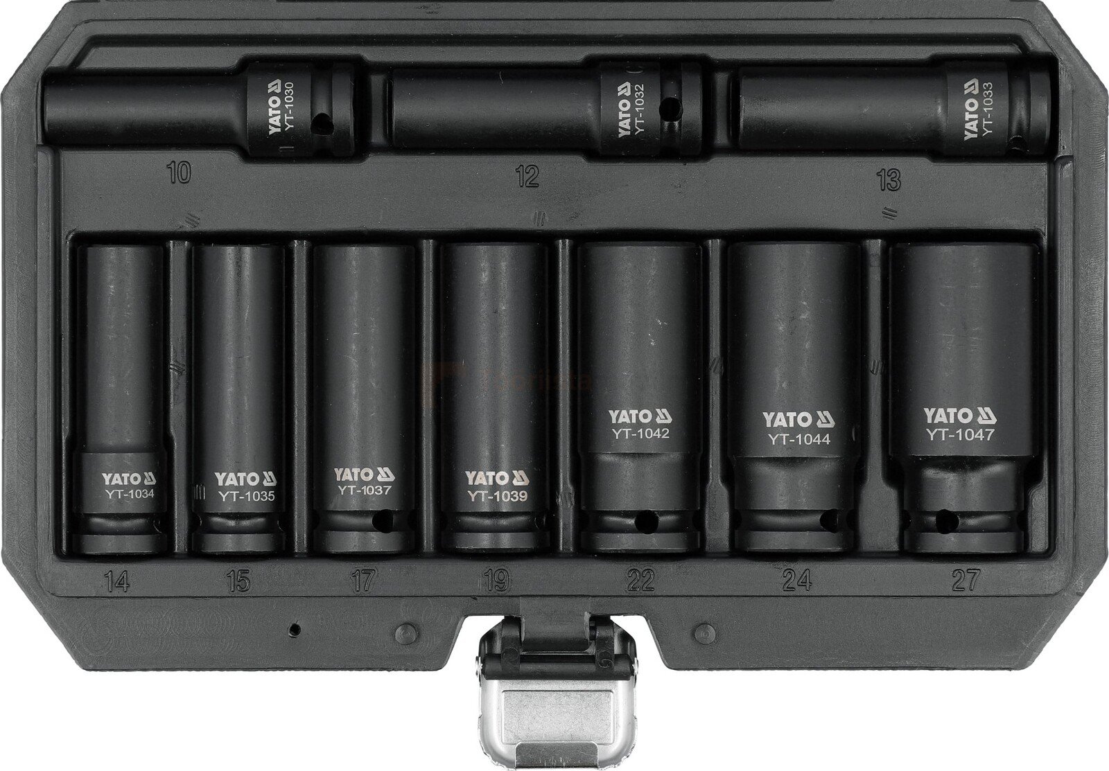 YATO pikkade löökpadrunite komplekt 1/2" 10-27 mm, 10-osaline