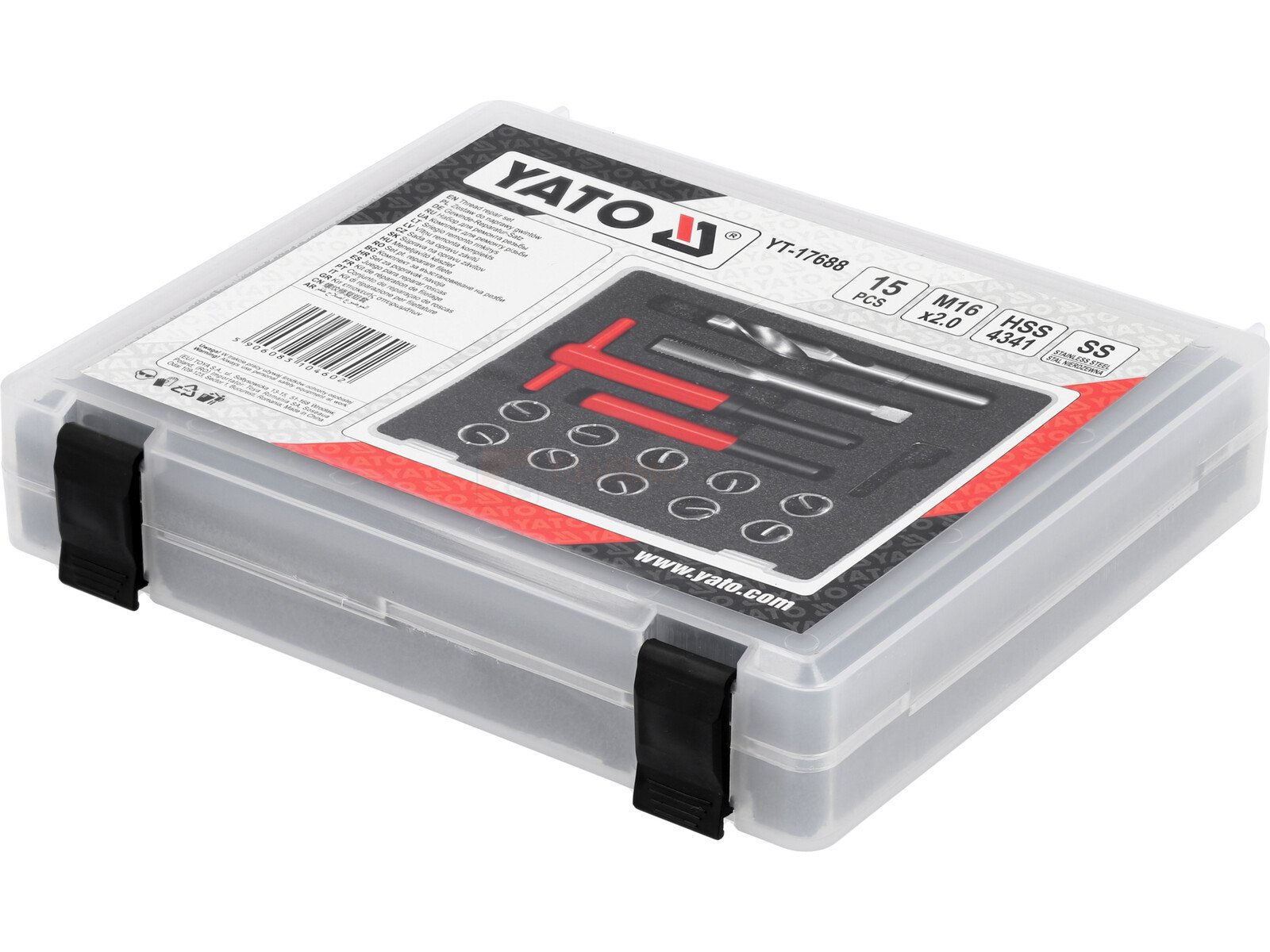 Pildil on YATO keerme remondi komplekt, mis sisaldab erinevaid tööriistu ja keerme remondi osi M10-M16 suuruses, kõik...