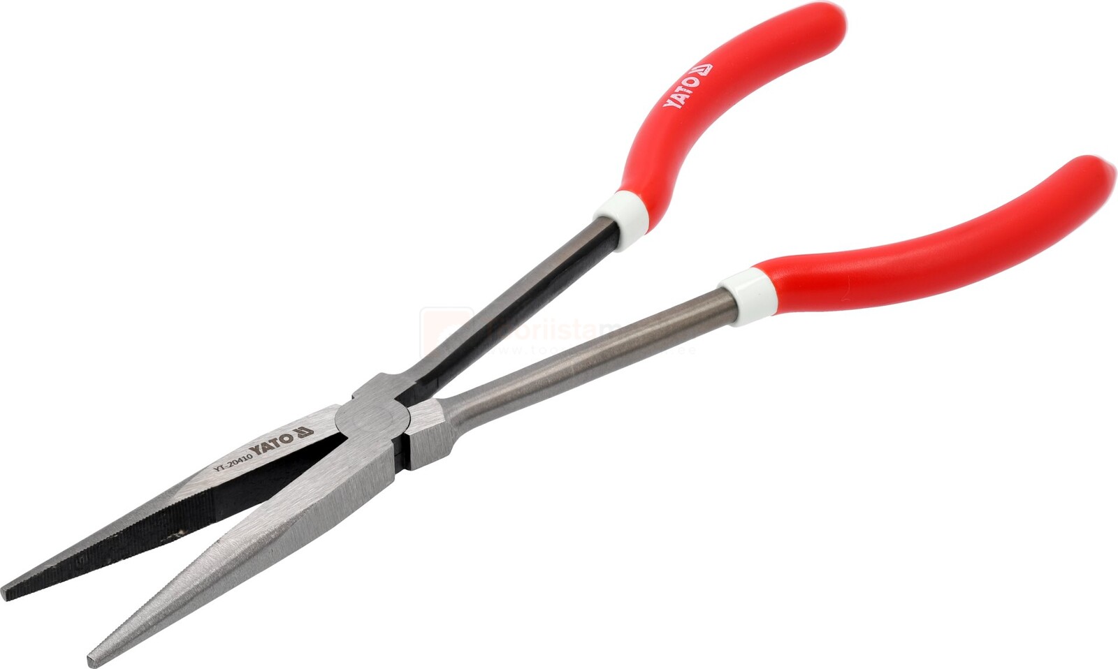 Pildil on YATO pikad sirged näpitsad, millel on punased käepidemed.