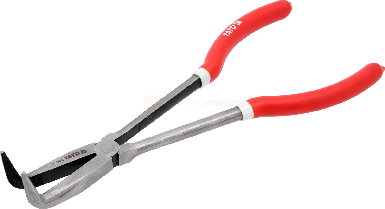 Pildil on YATO pikad näpitstangid, millel on sirged, 45° ja 90° painutatud otsad ning punased käepidemed.