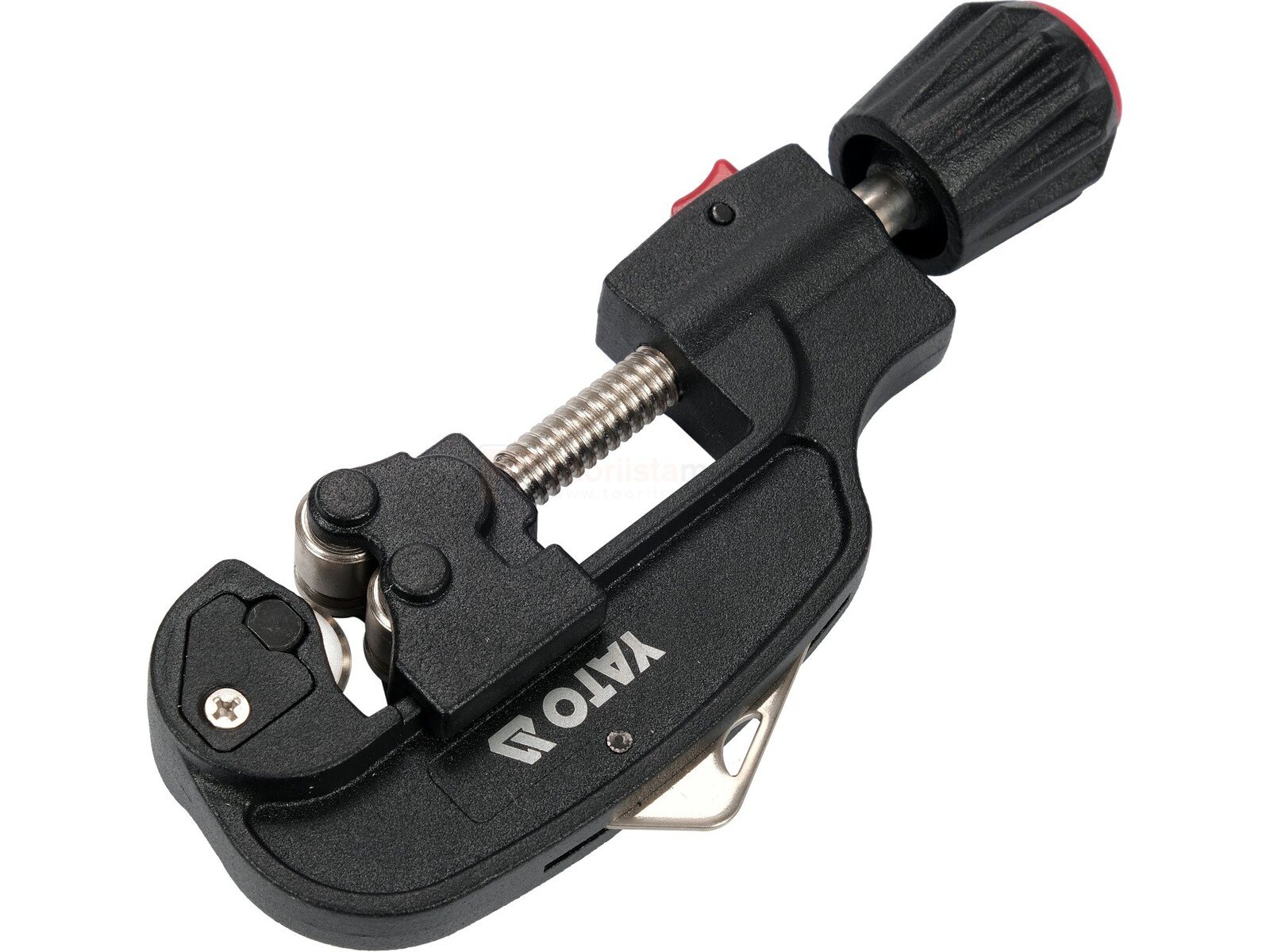 Pildil on musta värvi YATO torulõikur, millega saab lõigata torusid suurusega 3-28 mm.