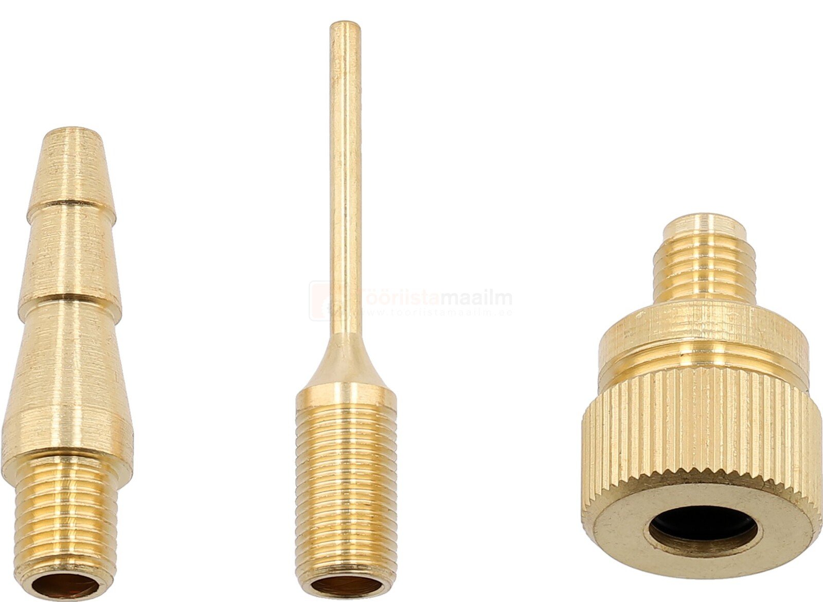 Pildil on YATO pneumotarvikute komplekt, mis sisaldab erinevaid otsikuid ja adaptereid.