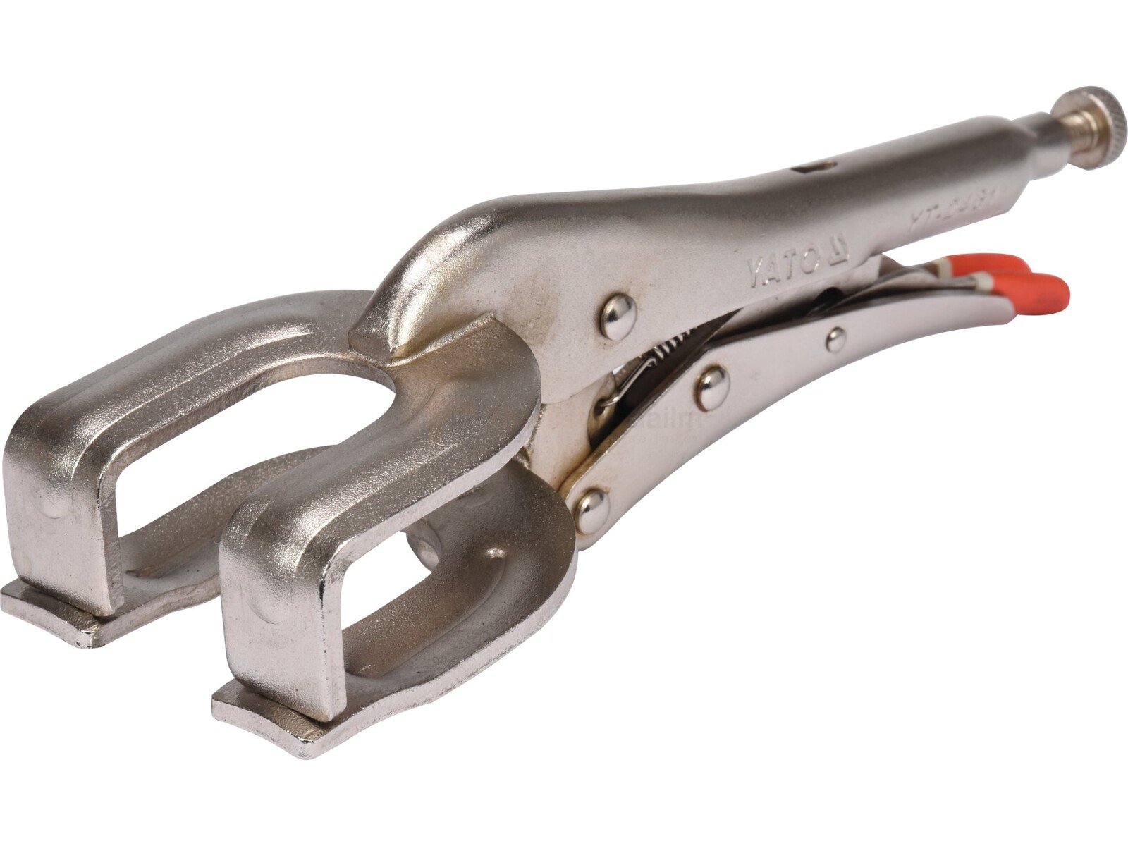 Pildil on Yato locking pliers 9" (225mm), mis on metallist ja millel on punane vabastushoob.