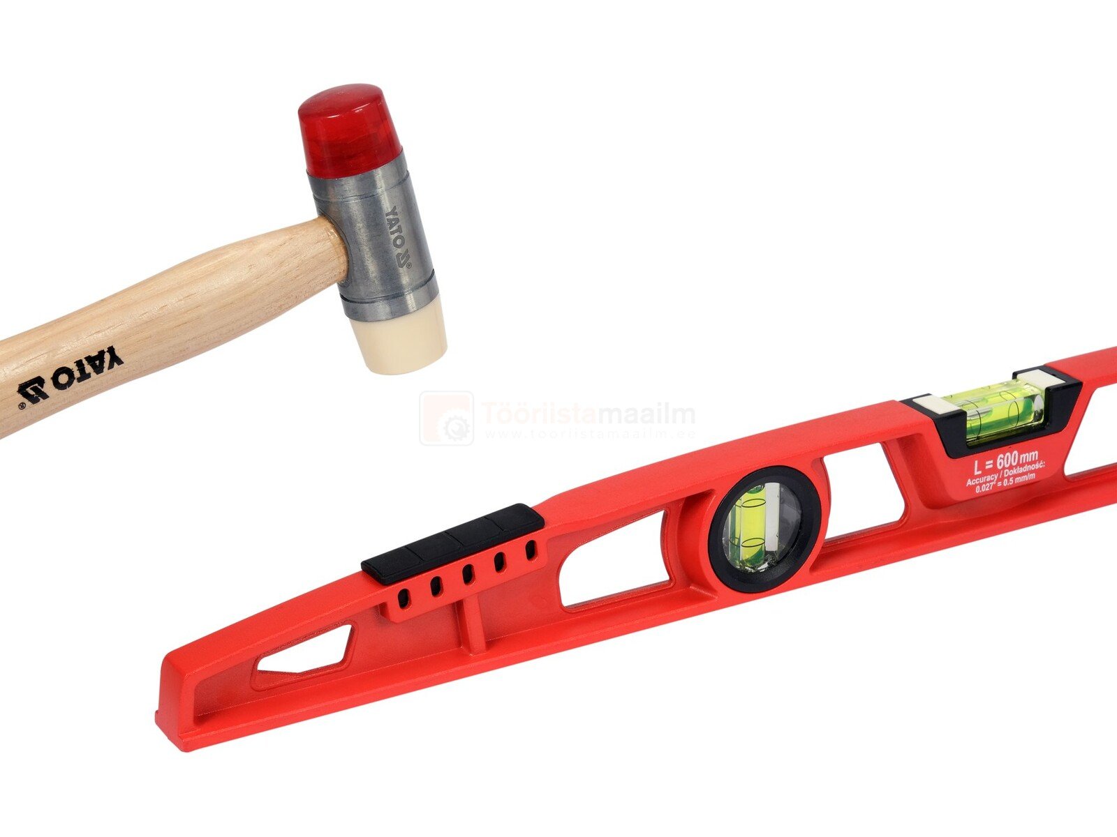 Pildil on YATO vesilood 600 mm ja pehme otsaga haamer.