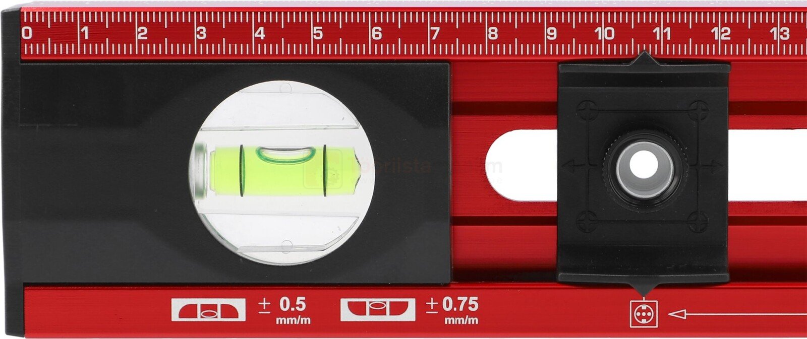 Pildil on näha Yato 450 mm vesilood, mis on mõeldud elektrikutele, koos mullitaseme ja kinnitusdetailiga.